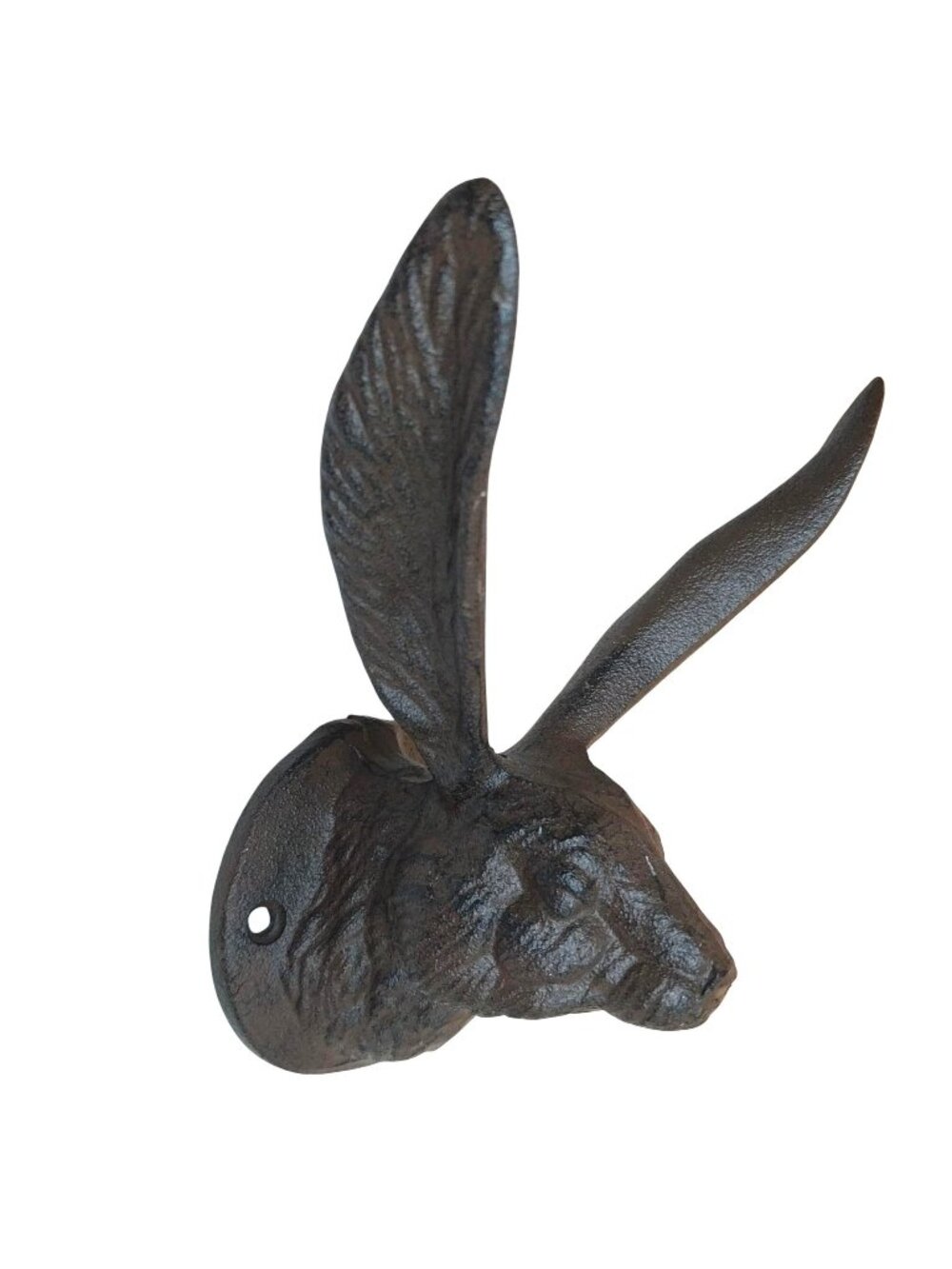 Cast Iron Rabbit Ears Wall Hook Towel Rack Rustic Brown Finish